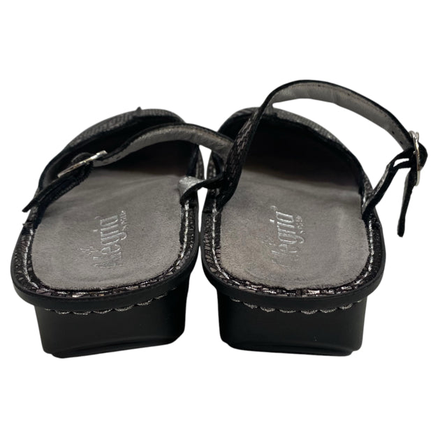ALEGRIA Size 37 Black/Silver Mule Metallic Leather NWOT SHOE