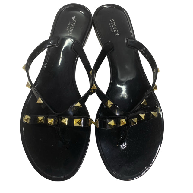 STEVE MADDEN Size 8 1/2 Black Sandal Patent SHOE