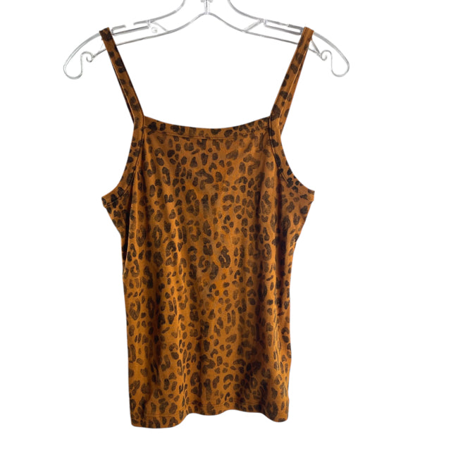 THREE DOTS Size X-SMALL Brown/Black Animal Strappy Tank TOP
