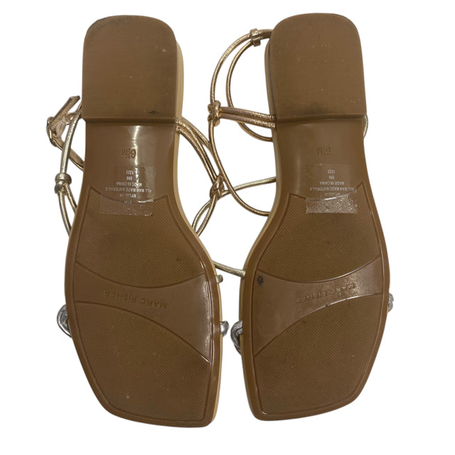 MARC FISHER Size 6 1/2 Metallic Beige Ankle Strap SHOE