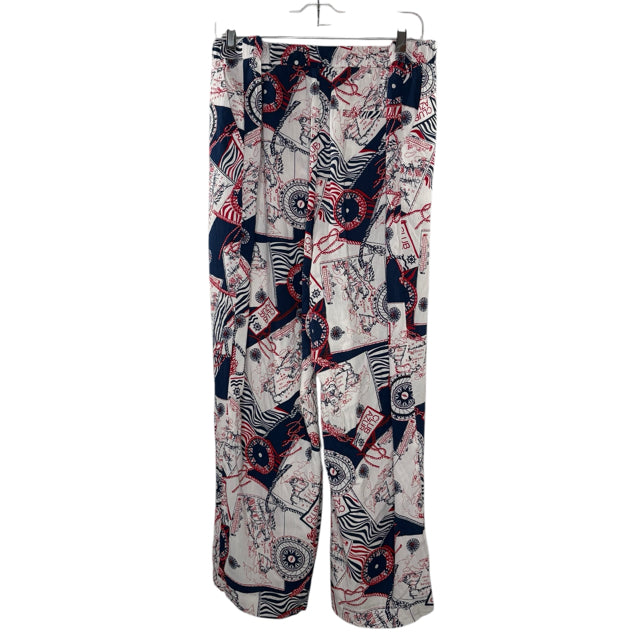 TALBOTS Size 2X Red/White/Blue Print Drawstring Cotton PANTS