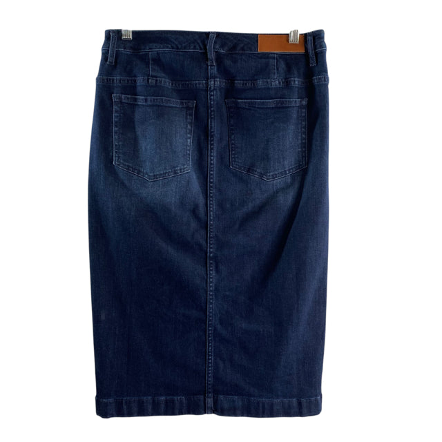 PEACE LOVE WORLD Size 2 PETITE Dark Blue Midi Denim SKIRT