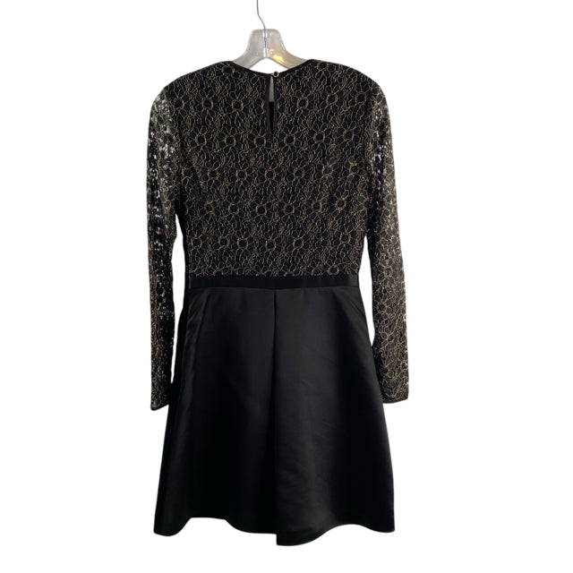TED BAKER Size TED BAKER SIZE 2 Black/gold Lace Overlay Long Sleeve DRESS