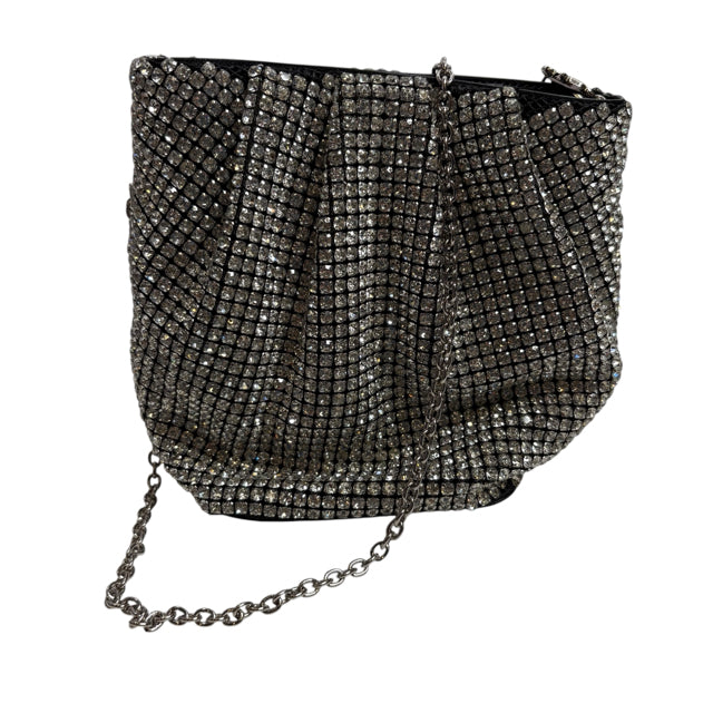 ANN TAYLOR Black/Clear Rhinestones Chain NWT EVENING BAG