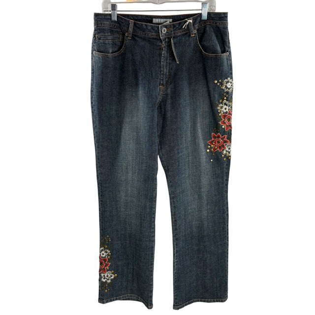 CHICOS Size CHICOS 2 Blue Embellished NWT JEANS