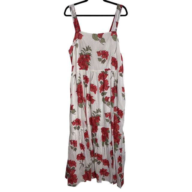PINK CHICKEN Size X-LARGE White/Red Large Floral Strappy NWT DRESS