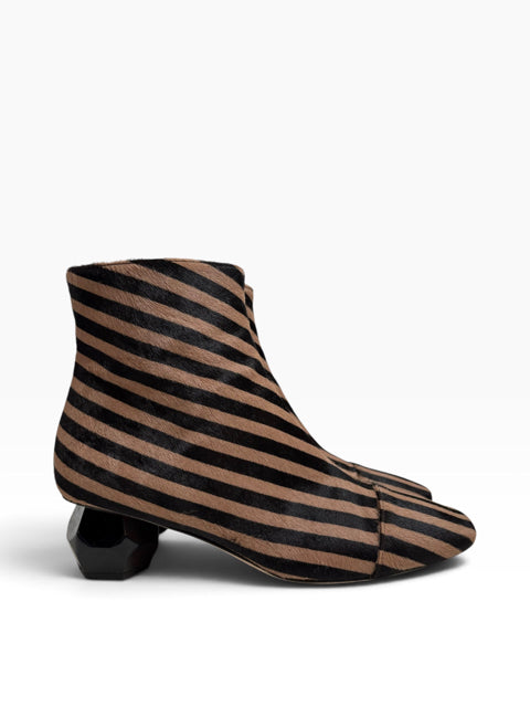 FRANCES VALENTINE Size 7 Black/Tan Ankle Calf Hair BOOT