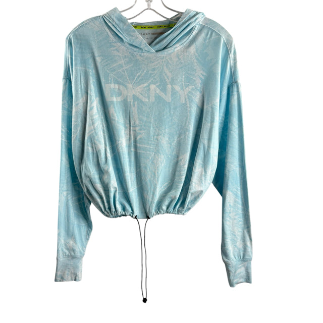 DKNY Size X-SMALL Blue/White Logo Long Sleeve Hoodie TOP