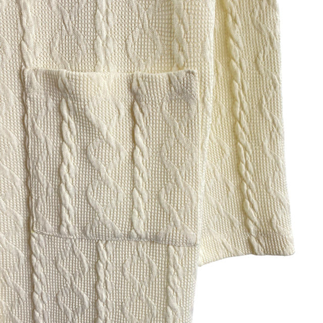 PURE Size LARGE Cream Long Sleeve Open Front SWEATER