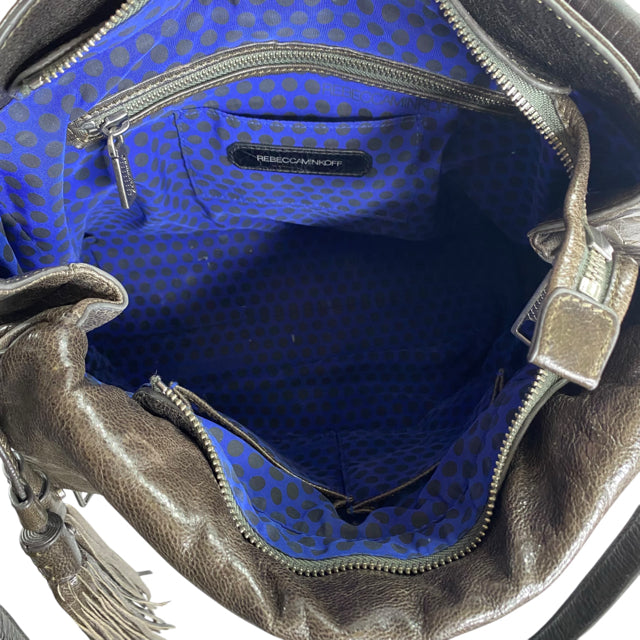 REBECCA MINKOFF Dark Brown Leather Double Handle PURSE