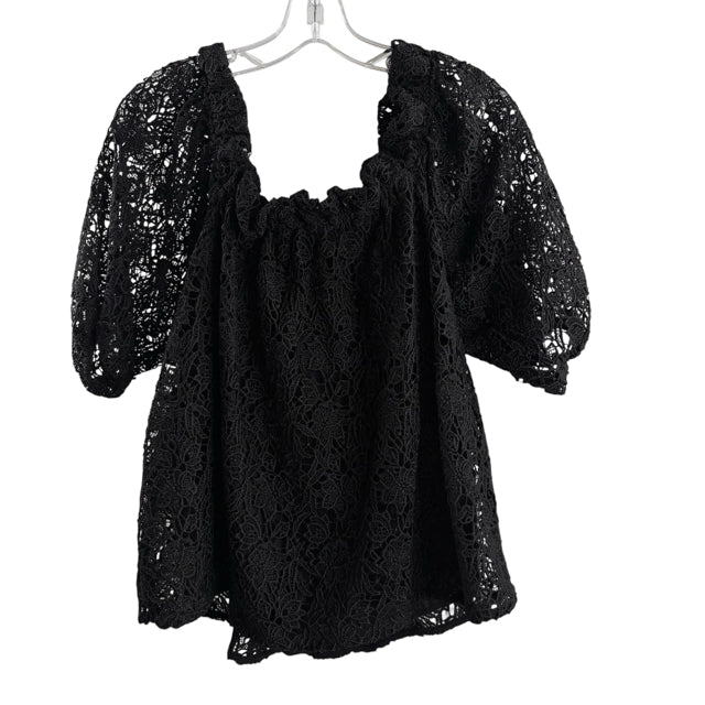 ANTHRO // MAEVE Size SMALL Black Lace 3/4 Sleeve Peasant Polyester TOP