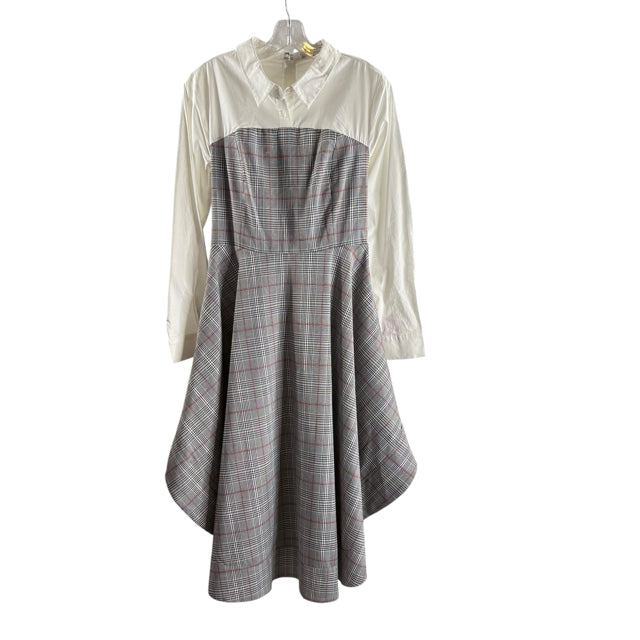 SHEMA Size X-SMALL Gray/Cream Polka Dots Long Sleeve Wool SKIRT SUIT