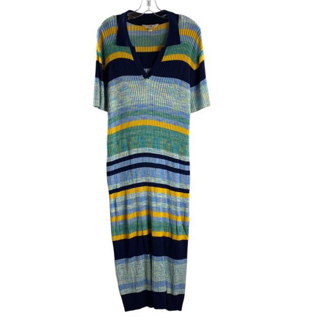 TERRA & SKY Size 3X Blue/Multi Stripe Short Sleeve DRESS