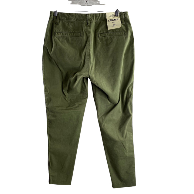 L'AGENCE Size 27 Olive Track Stripe Cotton NWT PANTS