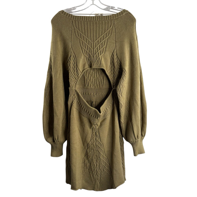 FREE PEOPLE Size MEDIUM Light Green Cable Long Sleeve Viscose Blend NWT DRESS