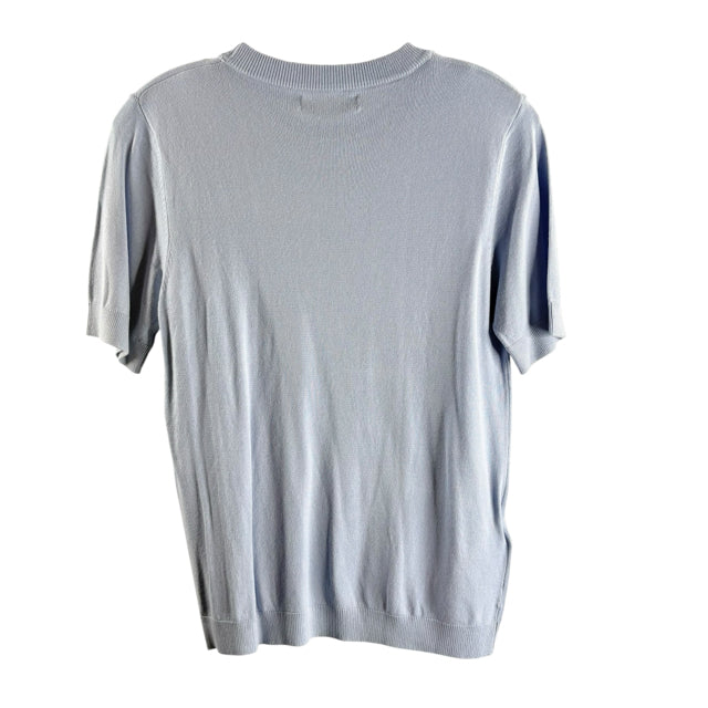 MNG Size LARGE Light Blue Short Sleeve Viscose Blend NWT SWEATER