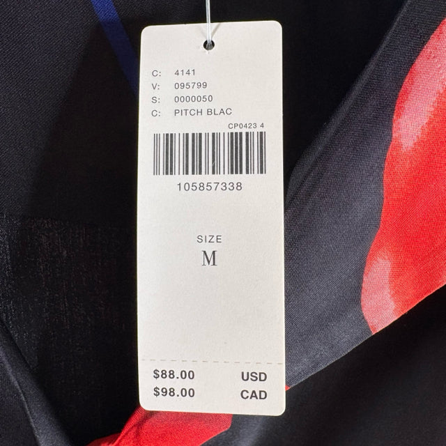 LYREBIRD Size MEDIUM Black/Red Cherries Long Sleeve Button Front Viscose BLOUSE