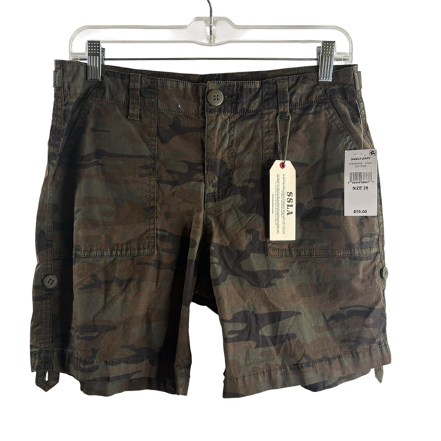 SANCTUARY Size 26 Hunter Green Camo Cotton NWT SHORTS