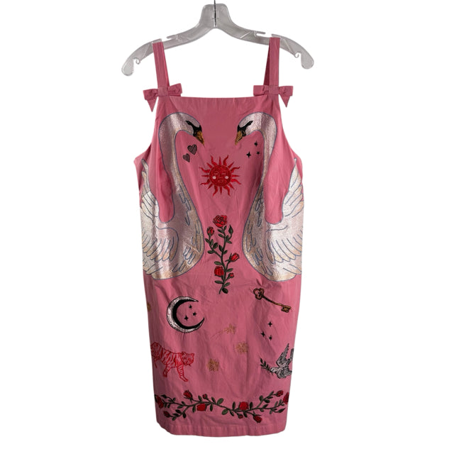 ANTHROPOLOGIE Size LARGE Pink Novelty Strappy DRESS