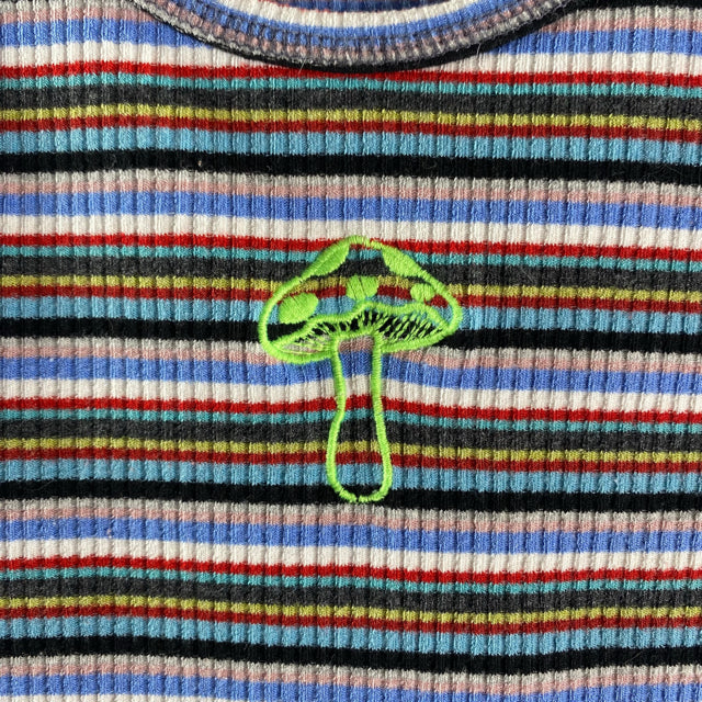 URBAN OUTFITTERS Size MEDIUM Blue/Multi Stripe Sleeveless Crop Cotton Blend TOP
