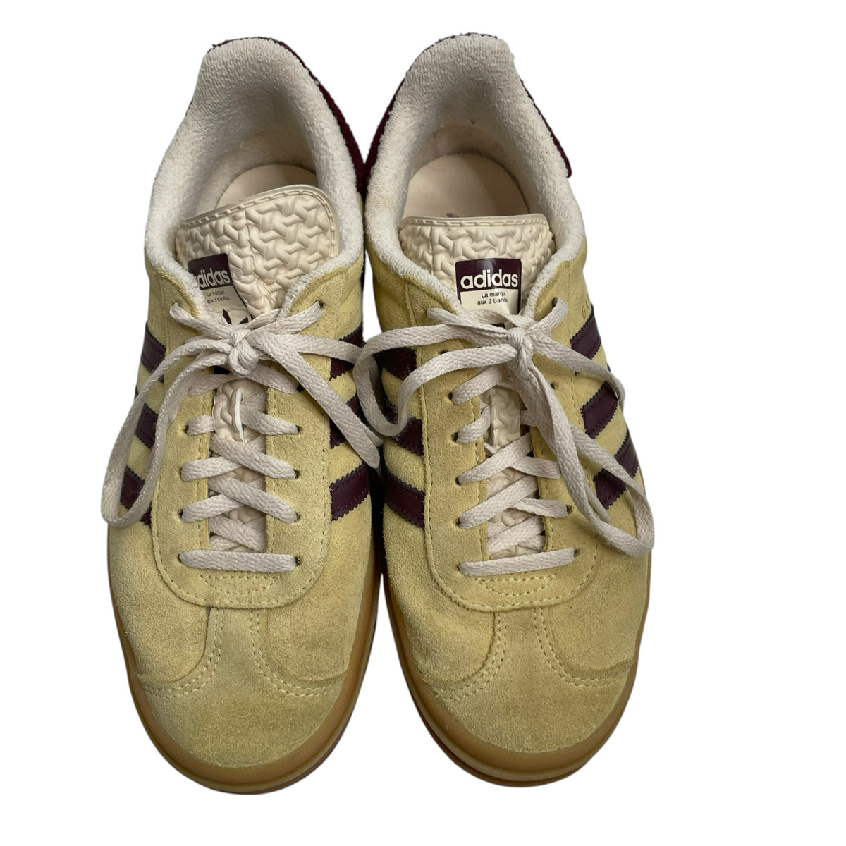 ADIDAS Size 7 1/2 Yellow/Maroon Sneaker Suede SHOE