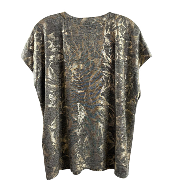 WHBM Size X-LARGE Gold Tone-On Short Sleeve V-Neck Polyester NWT TOP