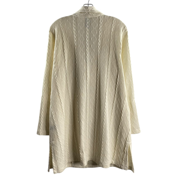 PURE Size LARGE Cream Long Sleeve Open Front SWEATER