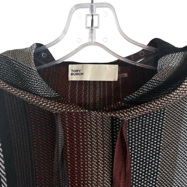 TORY BURCH Size X-SMALL Brown/Black Stripe Long Sleeve Hoodie TOP