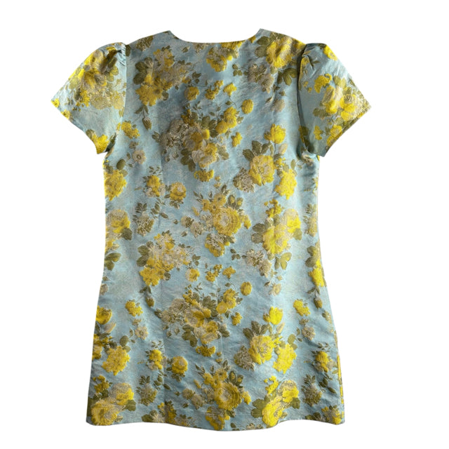 ABBEY GLASS Size SMALL Light Blue/White Floral Short Sleeve Polyester DRESS