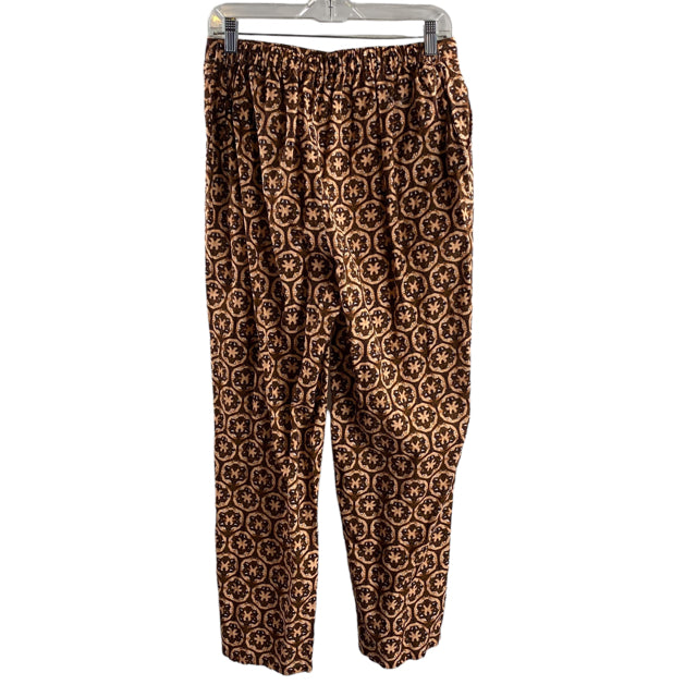 MASON'S DAUGHTER Size MEDIUM Brown/Pink Print Elastic Waist Cotton Blend PANTS