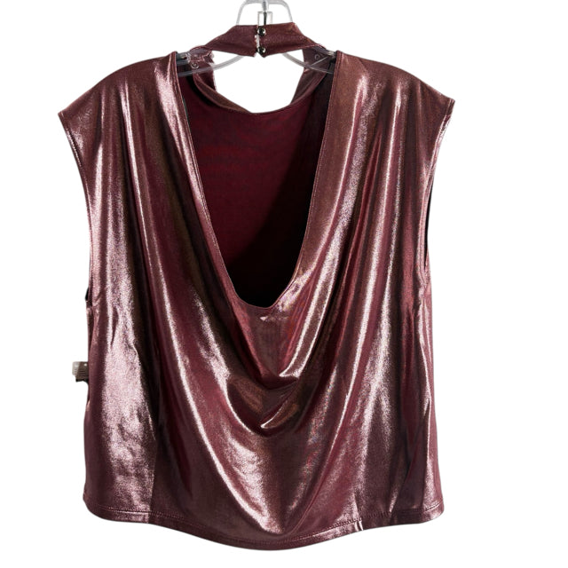 ANTHROPOLOGIE Size SMALL Dark Pink Sleeveless High Neck Shimmery NWT BLOUSE