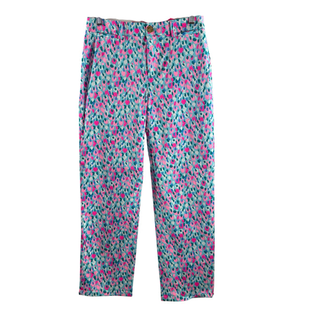LILLY PULITZER Size 2 Blue/Pink Print Cotton NWT PANTS