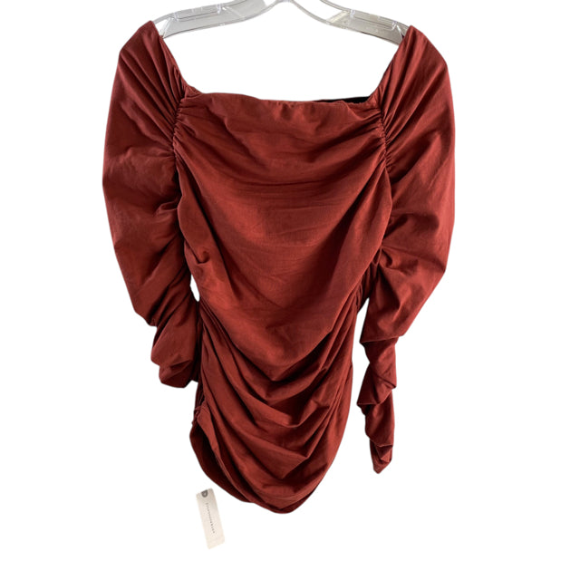 MAEVE Size MEDIUM Rust Ruched 3/4 Sleeve Cotton NWT TOP