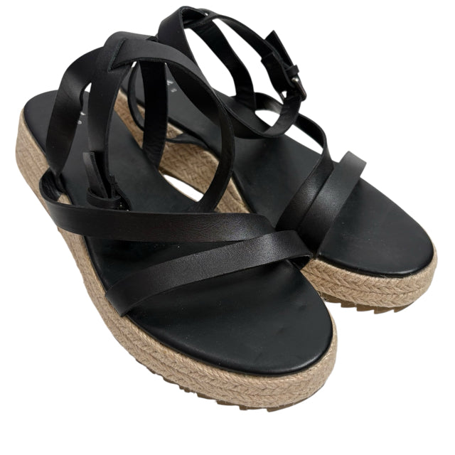 ZARA Size 40 Black Platform Sandal Rattan SHOE