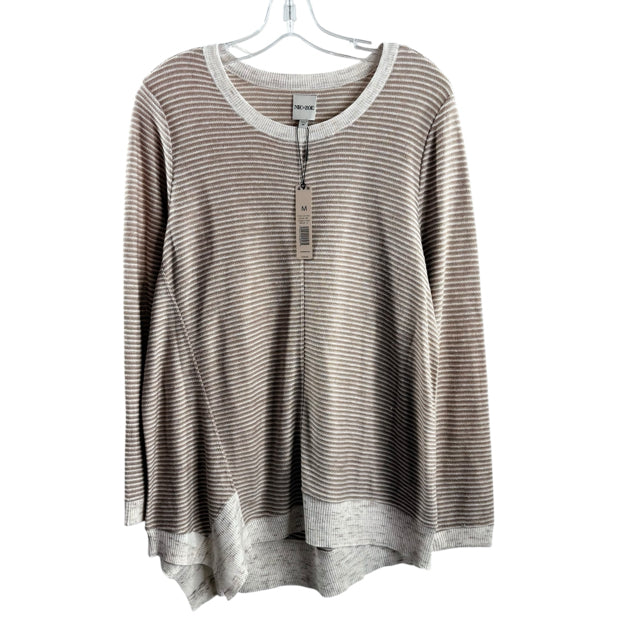 NIC & ZOE Size MED Tan/White Stripe Long Sleeve NWT SWEATER