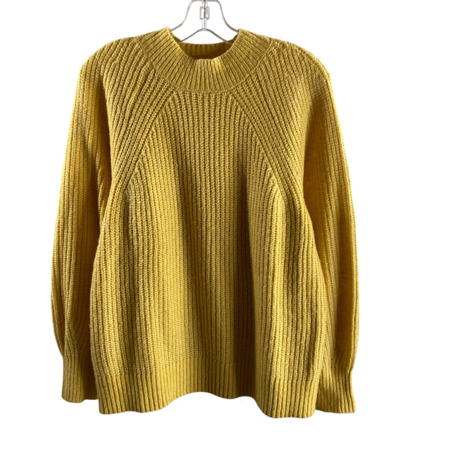 LOFT Size MEDIUM Yellow Long Sleeve Mock Turtleneck Nylon Blend SWEATER