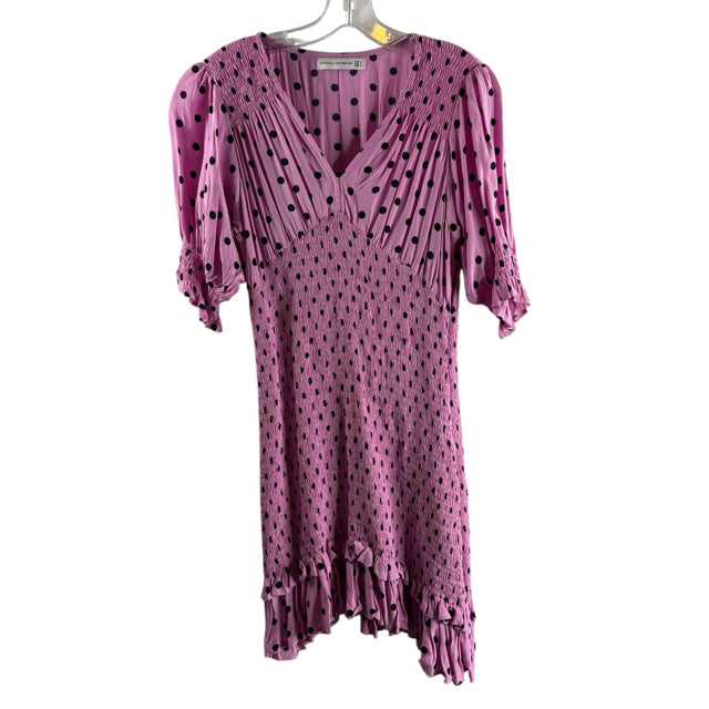 FAITHFULL THE BRAND Size 4 Pink/Black Polka Dots Short Sleeve Rayon DRESS