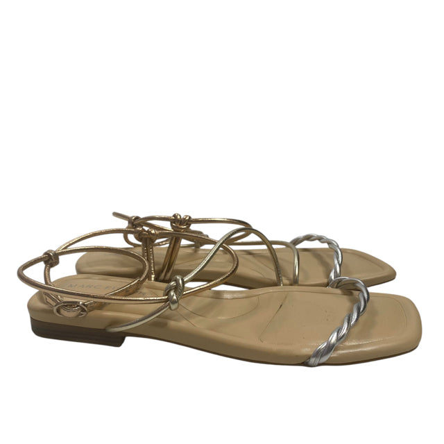 MARC FISHER Size 6 1/2 Metallic Beige Ankle Strap SHOE