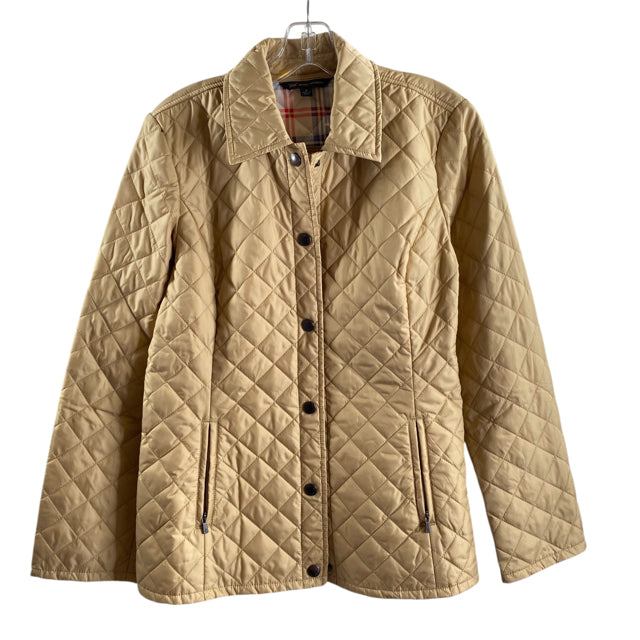 BROOKS BROS Size 8 Tan Quilted Polyester JACKET