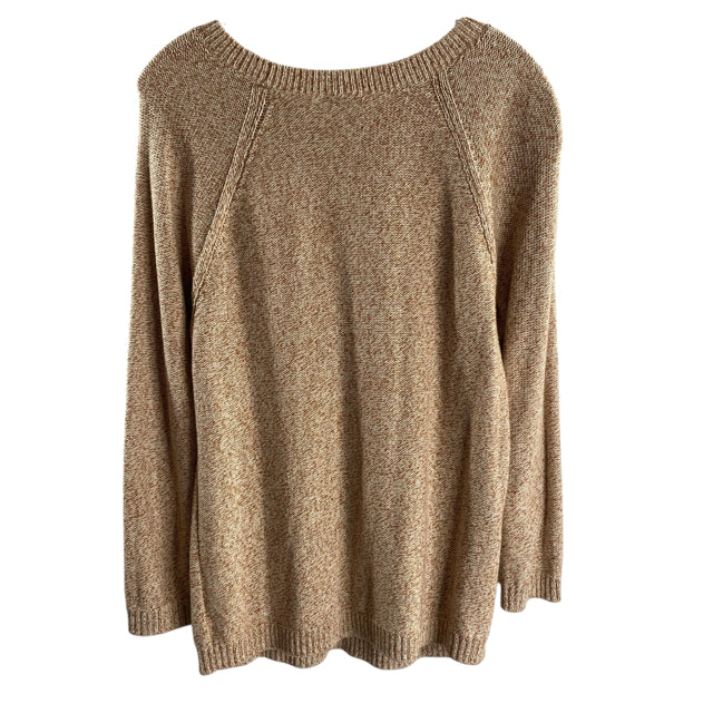 TALBOTS Size LARGE Tan/Brown Tweed Long Sleeve SWEATER