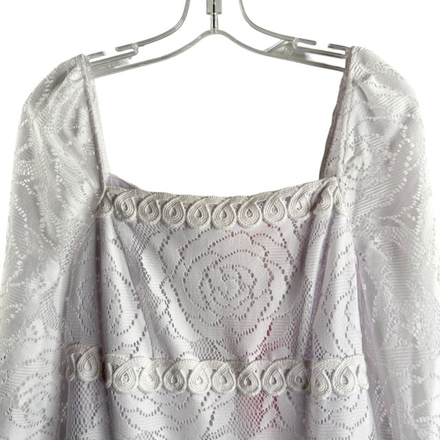 LILLY PULITZER Size 8 White Lace Overlay Long Sleeve Polyester NWT DRESS