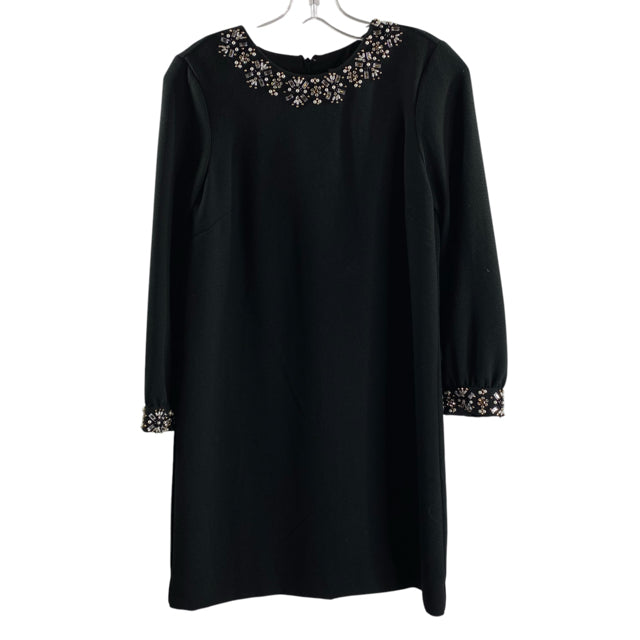 J CREW Size 0 Black Embellished 3/4 Sleeve Polyester DRESS