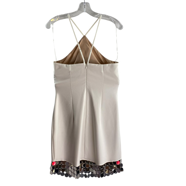 LIV FOSTER Size 8 Cream Hem Detail Strappy Polyester Blend DRESS