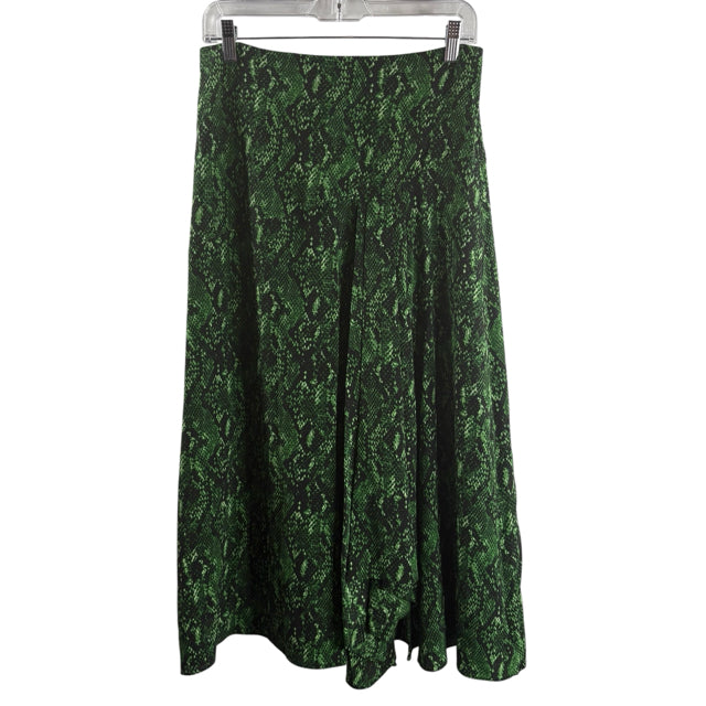 VERONICA BEARD Size 6 Green/Black Snake Look Midi Silk SKIRT