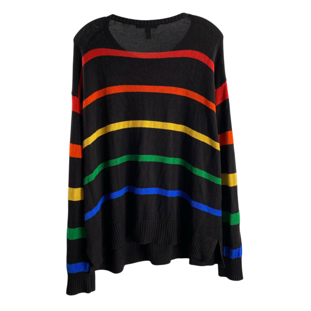 PEACE LOVE WORLD Size X-LARGE Black Stripe Long Sleeve Rayon Blend SWEATER