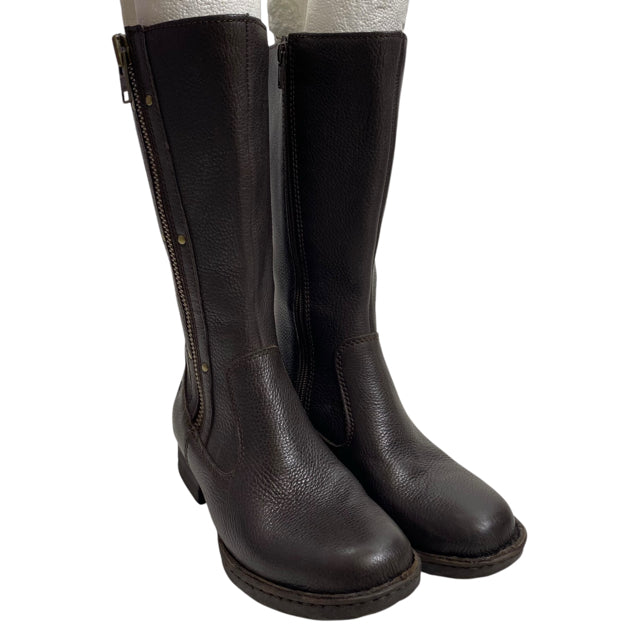 BORN Size 6 Dark Brown Mid Calf Leather BOOT