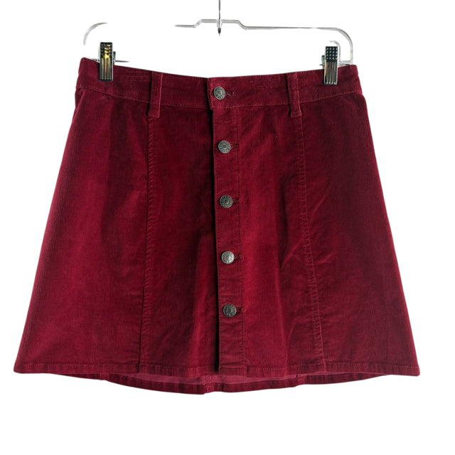 CELEBRITY PINK Size 28 Dark Red Button Front Mini Pinwale Corduroy SKIRT