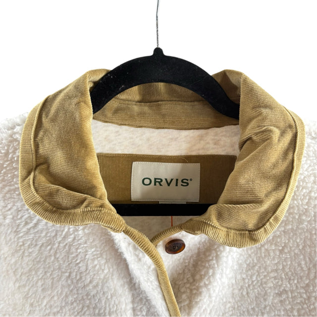 ORVIS Size LARGE Cream/Brown FLEECE