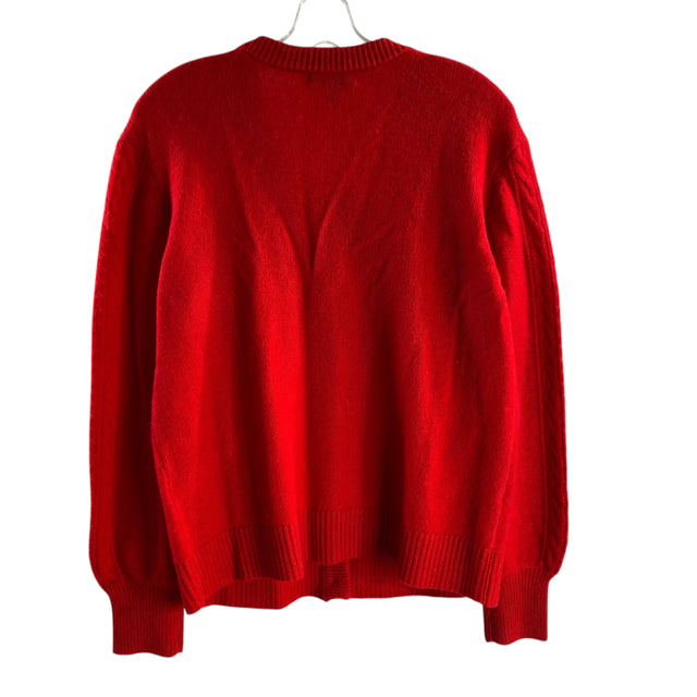 CHARTER CLUB Size MEDIUM Red Cable Long Sleeve Cardigan Cashmere NWT SWEATER