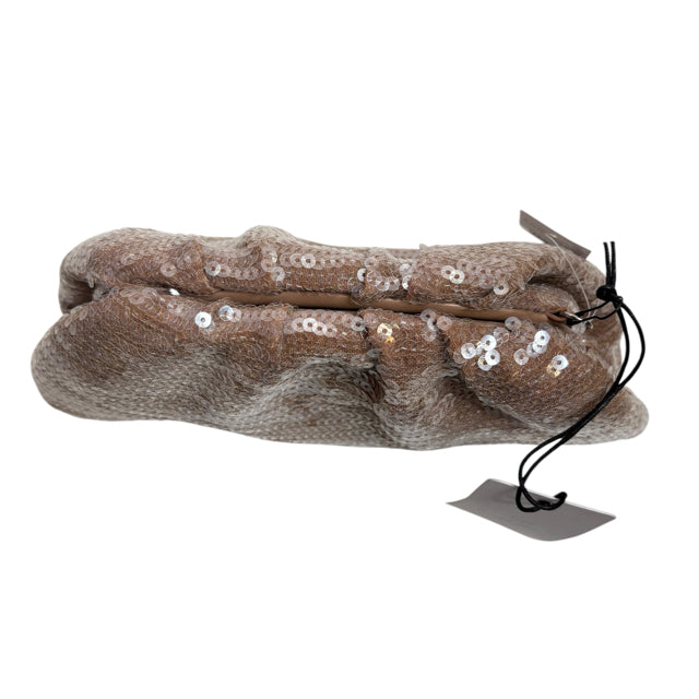 ANN TAYLOR Beige Sequin Clutch with Chain NWT EVENING BAG